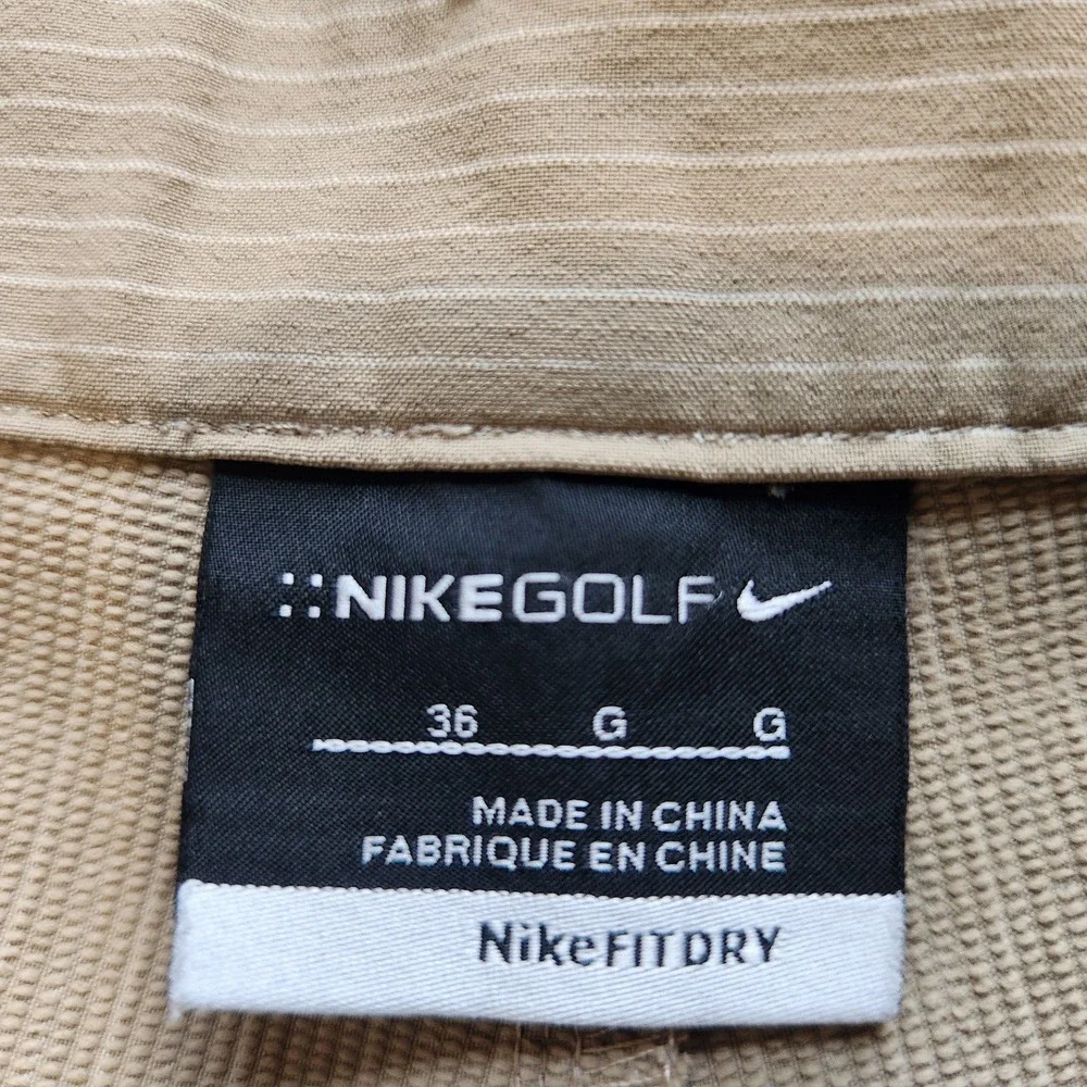 Nike‎ Fit Dri Chino Golf Shorts Mens Sz 36 Beige Stripe Stretch Casual Comfort